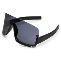 Lyrion Black Medium Half Rim Shield Sunglasses for Men & Women — Hashtag Eyewears