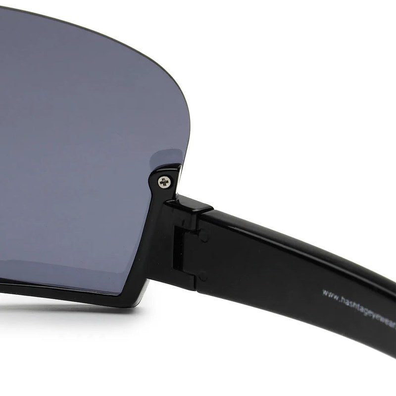 Lyrion Black Medium Half Rim Shield Sunglasses for Men & Women — Hashtag Eyewears