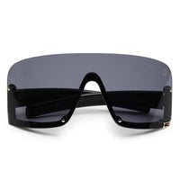 Lyrion Black Medium Half Rim Shield Sunglasses for Men & Women — Hashtag Eyewears