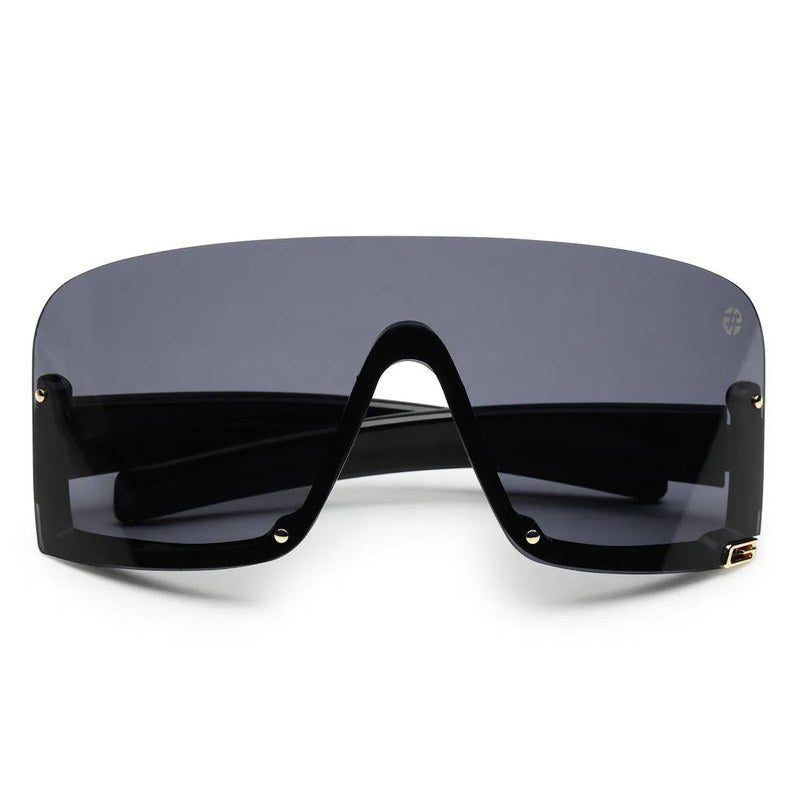 Lyrion Black Medium Half Rim Shield Sunglasses for Men & Women — Hashtag Eyewears