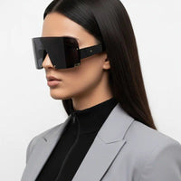 Lyrion Black Medium Half Rim Shield Sunglasses for Men & Women — Hashtag Eyewears