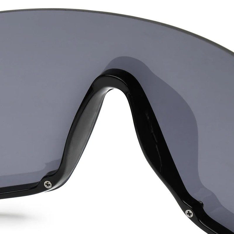 Lyrion Black Medium Half Rim Shield Sunglasses for Men & Women — Hashtag Eyewears