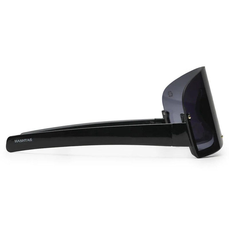 Lyrion Black Medium Half Rim Shield Sunglasses for Men & Women — Hashtag Eyewears