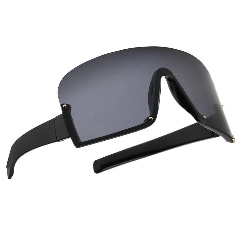 Lyrion Black Medium Half Rim Shield Sunglasses for Men & Women — Hashtag Eyewears