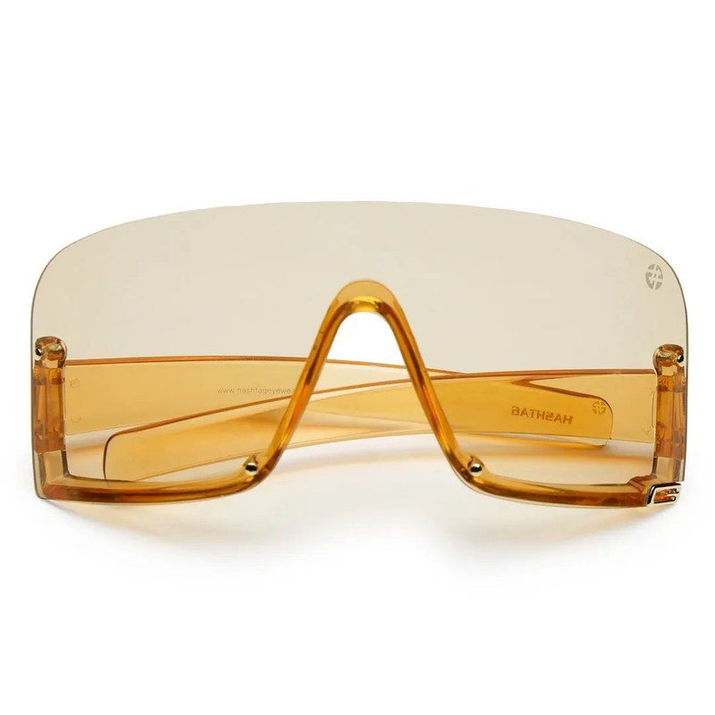 Lyrion | Orange Medium Half Rim Shield Sunglasses for Men & Women [UV-protected]