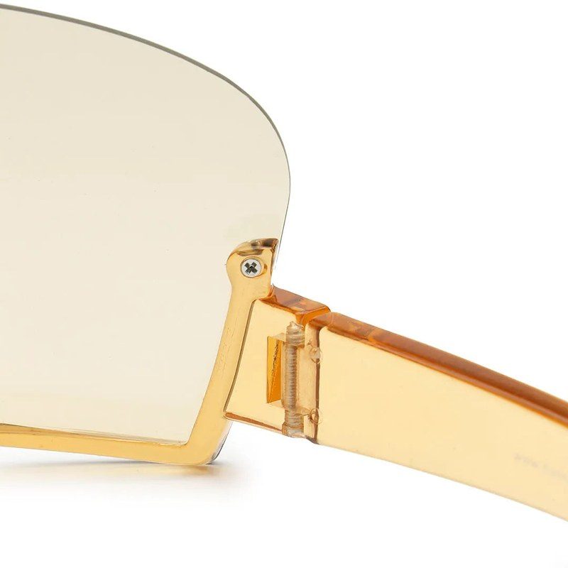 Lyrion | Orange Medium Half Rim Shield Sunglasses for Men & Women [UV-protected]