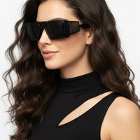 Lythara Black Medium Full Rim Rectangle Sunglasses for Men & Women — Hashtag Eyewears