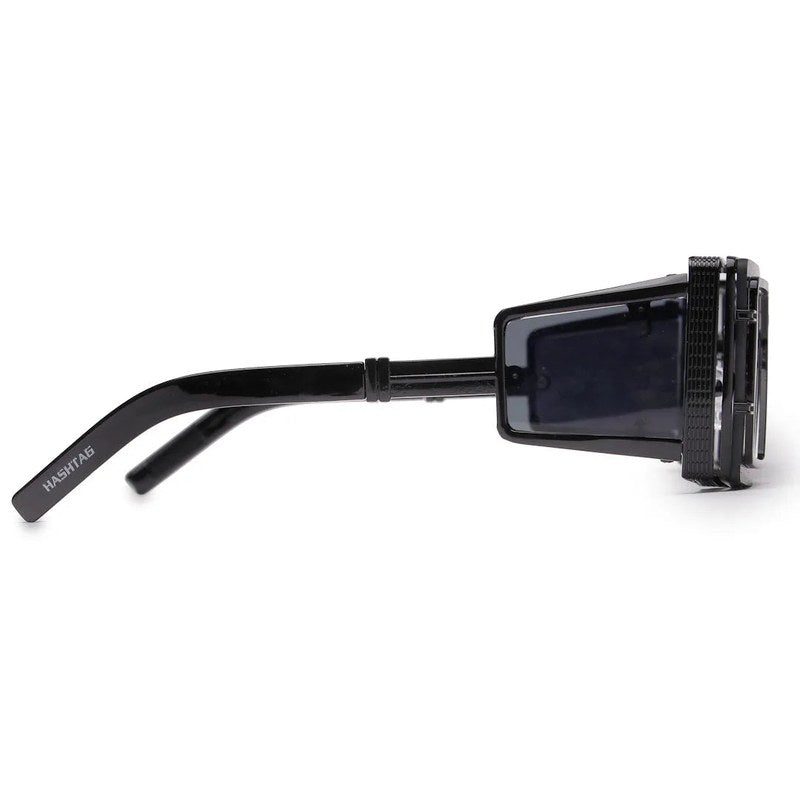 Lythara Black Medium Full Rim Rectangle Sunglasses for Men & Women — Hashtag Eyewears