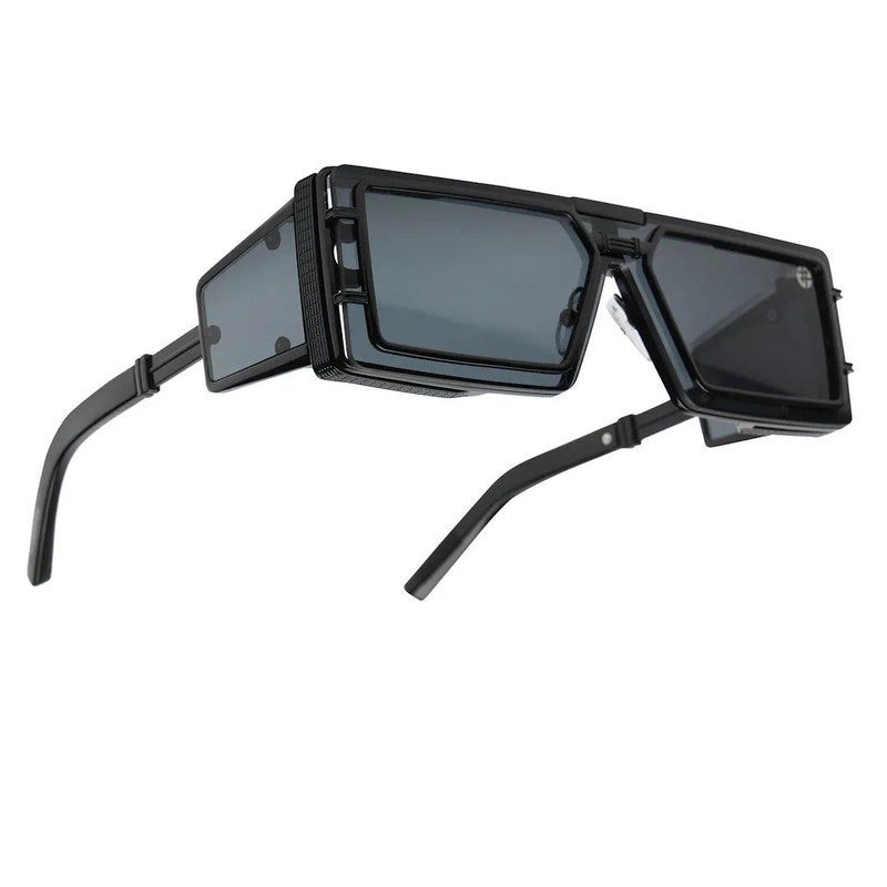 Lythara Black Medium Full Rim Rectangle Sunglasses for Men & Women — Hashtag Eyewears