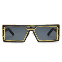 Lythara Golden & Black Medium Full Rim Rectangle Sunglasses for Men & Women — Hashtag Eyewears