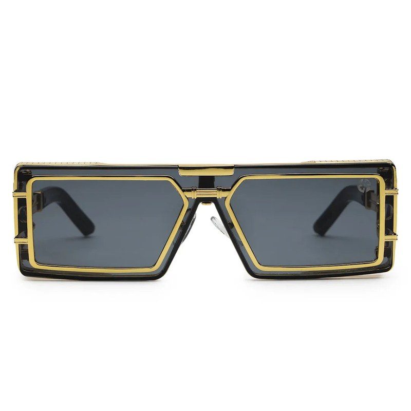 Lythara Golden & Black Medium Full Rim Rectangle Sunglasses for Men & Women — Hashtag Eyewears