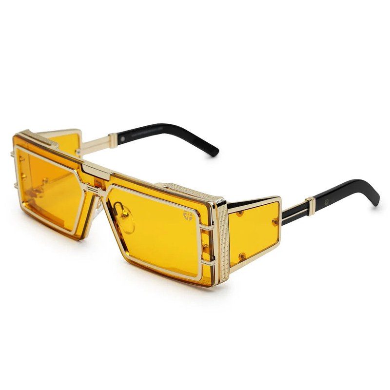 Lythara Golden & Yellow Medium Full Rim Rectangle Sunglasses for Men & Women — Hashtag Eyewears
