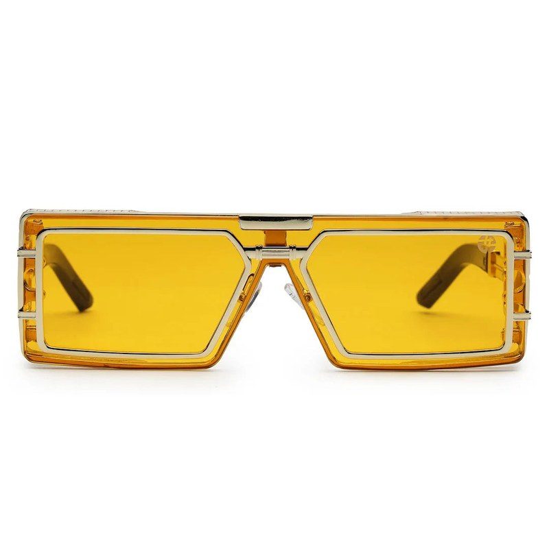 Lythara | Golden & Yellow Medium Full Rim Rectangle Sunglasses for Men & Women [UV-protected]