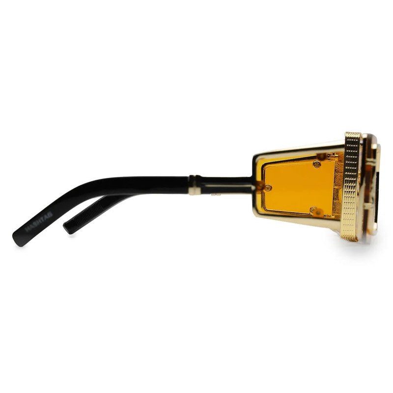 Lythara Golden & Yellow Medium Full Rim Rectangle Sunglasses for Men & Women — Hashtag Eyewears