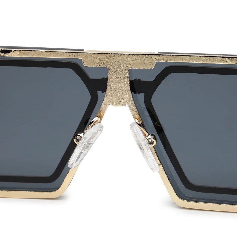 Lythara Light Golden & Black Medium Full Rim Rectangle Sunglasses for Men & Women — Hashtag Eyewears