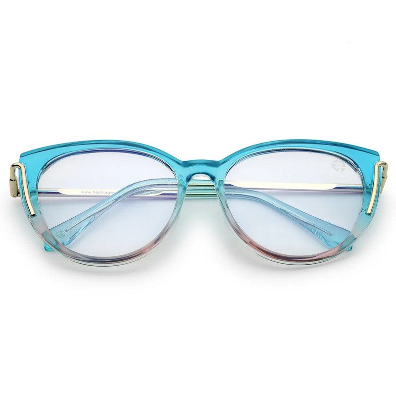 Lythion Gradient Blue Large Full Rim Cateye Sunglasses for Women — Hashtag Eyewears