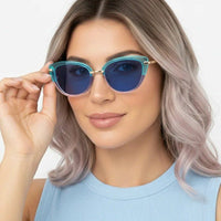 Lythion Gradient Blue Large Full Rim Cateye Sunglasses for Women — Hashtag Eyewears