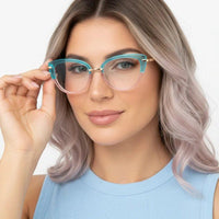 Lythion Gradient Blue Large Full Rim Cateye Sunglasses for Women — Hashtag Eyewears