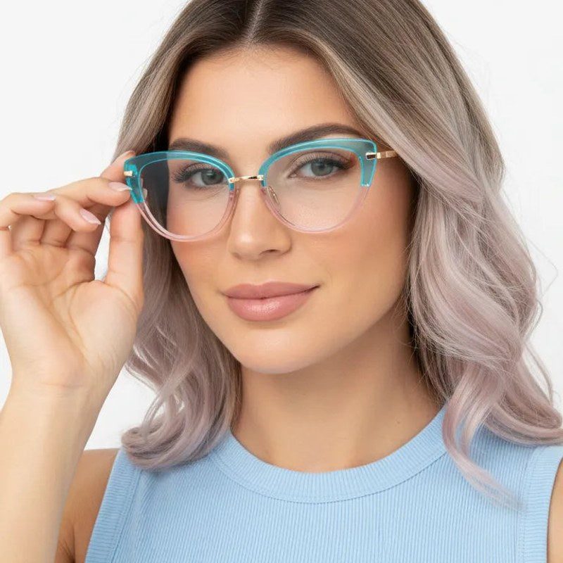 Lythion Gradient Blue Large Full Rim Cateye Sunglasses for Women — Hashtag Eyewears
