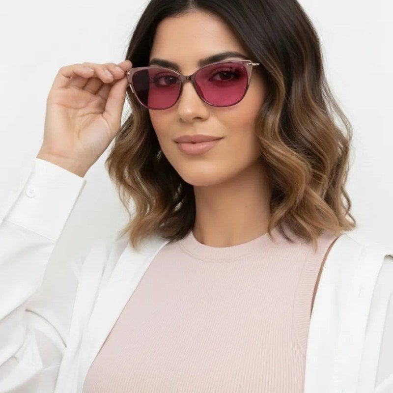 Lythion Pink Large Full Rim Cateye Sunglasses for Women — Hashtag Eyewears