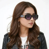 Medusa | Black Medium Full Rim Oval Sunglasses for Women [UV-protected]