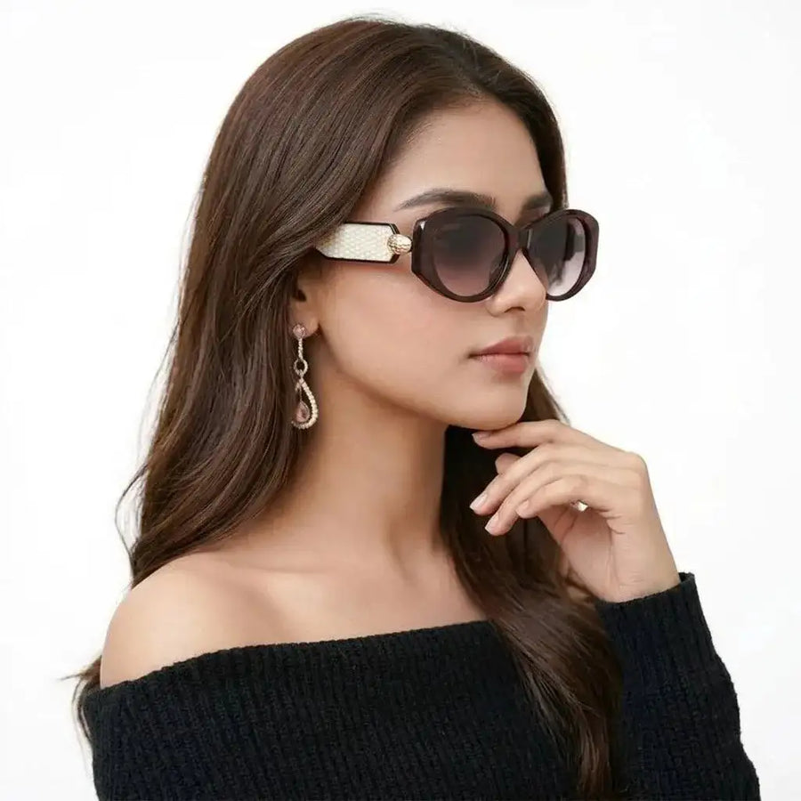 Medusa | Dark Brown Medium Full Rim Oval Sunglasses for Women [UV-protected]