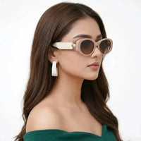 Medusa | Light Brown Medium Full Rim Oval Sunglasses for Women [UV-protected]