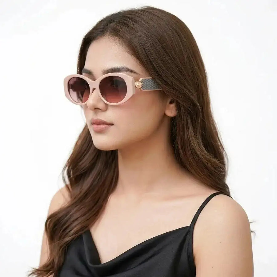 Medusa | Pinkish Biege Medium Full Rim Oval Sunglasses for Women [UV-protected]