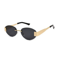 Midnight | Black Medium Rim Less Oval Sunglasses for Men & Women [UV-protected]