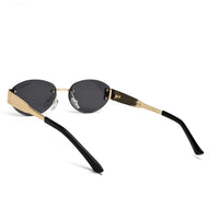 Midnight | Black Medium Rim Less Oval Sunglasses for Men & Women [UV-protected]
