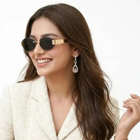 Midnight | Black Medium Rim Less Oval Sunglasses for Men & Women [UV-protected]