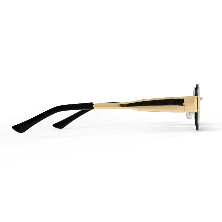 Midnight | Black Medium Rim Less Oval Sunglasses for Men & Women [UV-protected]