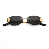 Midnight | Black Medium Rim Less Oval Sunglasses for Men & Women [UV-protected]