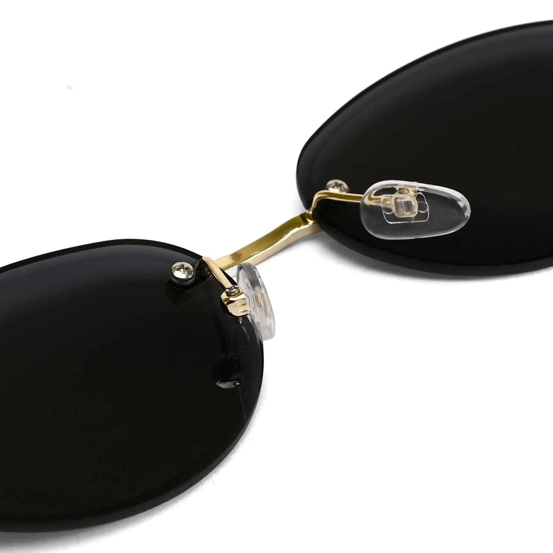 Midnight | Black Medium Rim Less Oval Sunglasses for Men & Women [UV-protected]