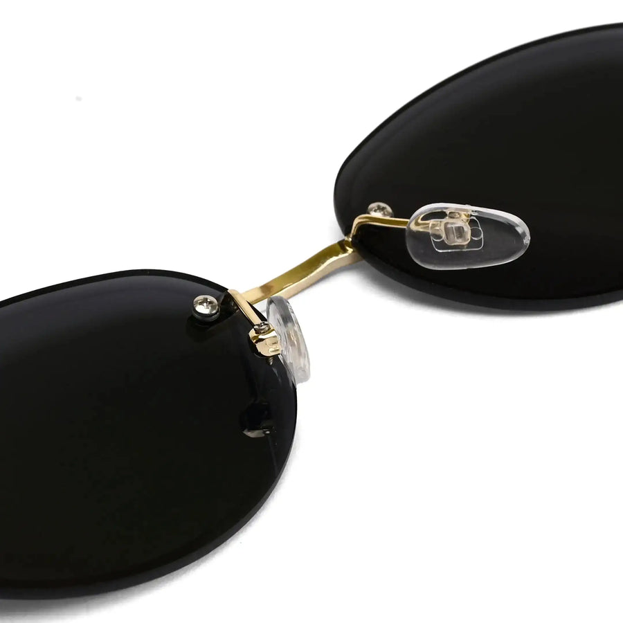 Midnight | Black Medium Rim Less Oval Sunglasses for Men & Women [UV-protected]