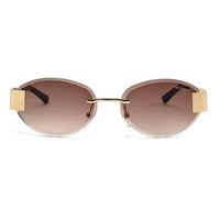 Midnight | Gradient Brown Medium Rim Less Oval Sunglasses for Men & Women [UV-protected]