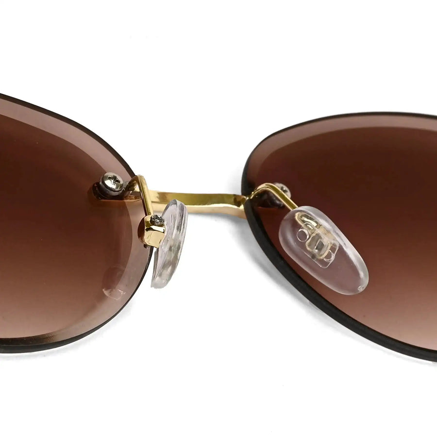 Midnight | Gradient Brown Medium Rim Less Oval Sunglasses for Men & Women [UV-protected]