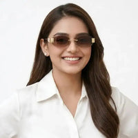 Midnight | Gradient Brown Medium Rim Less Oval Sunglasses for Men & Women [UV-protected]