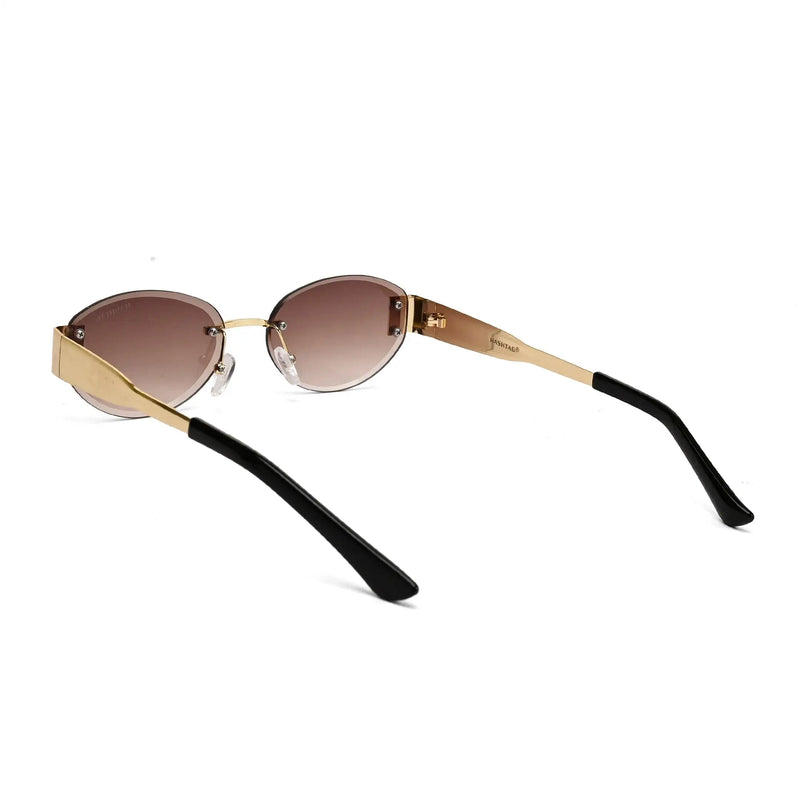 Midnight | Gradient Brown Medium Rim Less Oval Sunglasses for Men & Women [UV-protected]