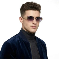 Midnight | Gradient Purple Medium Rim Less Oval Sunglasses for Men & Women [UV-protected]