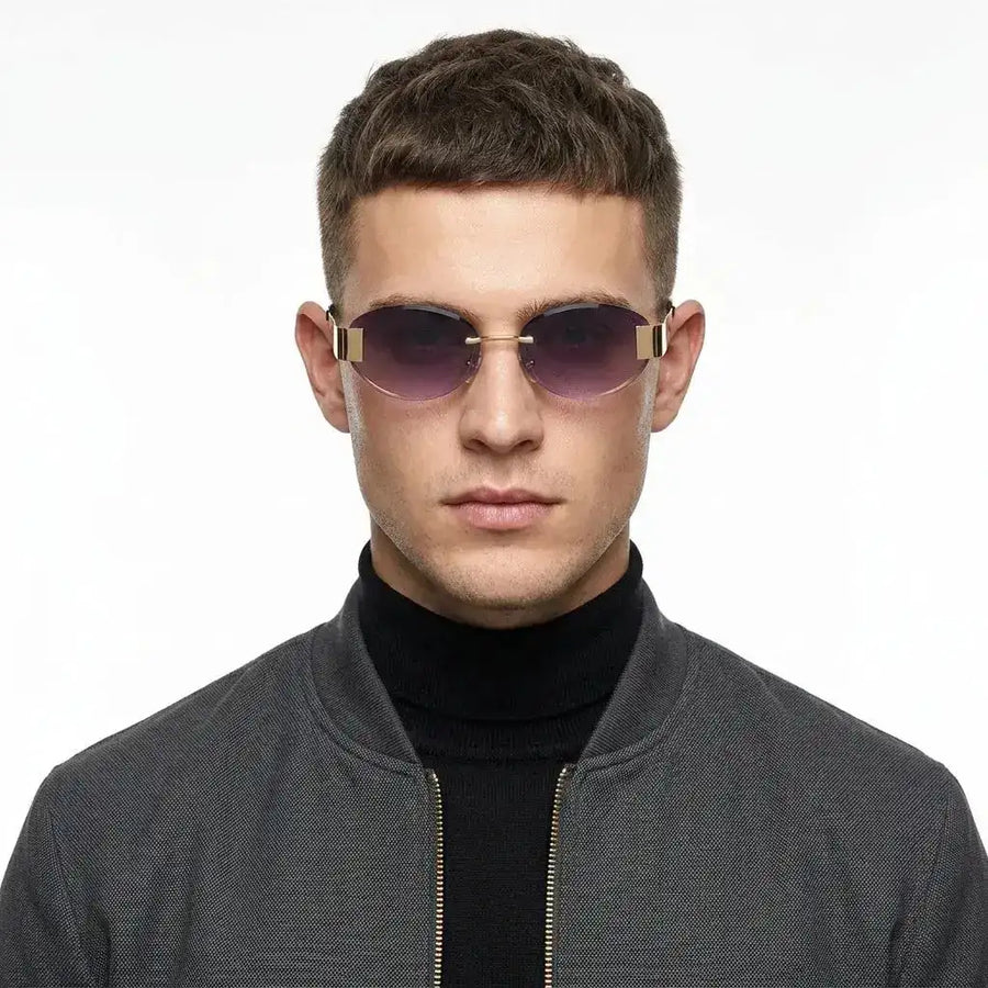 Midnight | Gradient Purple Medium Rim Less Oval Sunglasses for Men & Women [UV-protected]