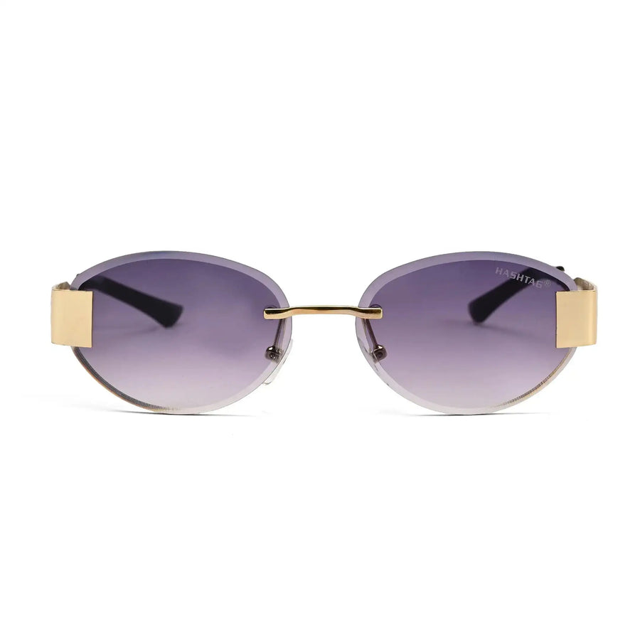 Midnight | Gradient Purple Medium Rim Less Oval Sunglasses for Men & Women [UV-protected]