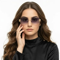 Midnight | Gradient Purple Medium Rim Less Oval Sunglasses for Men & Women [UV-protected]