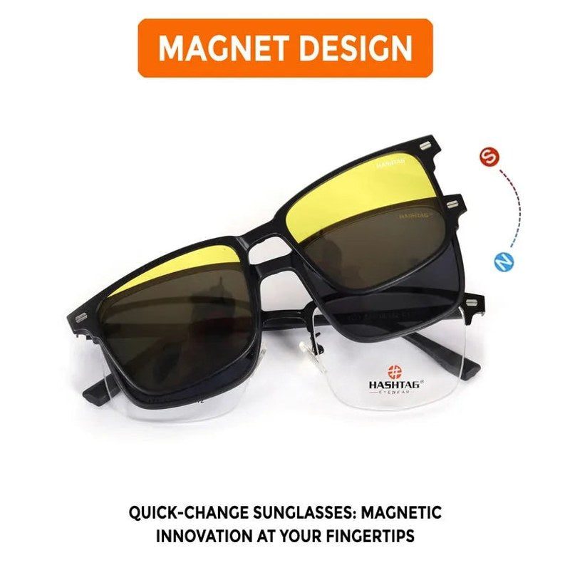 Mirage | Black Medium Half Rim Square Clip-on for Men & Women [Clip-on]