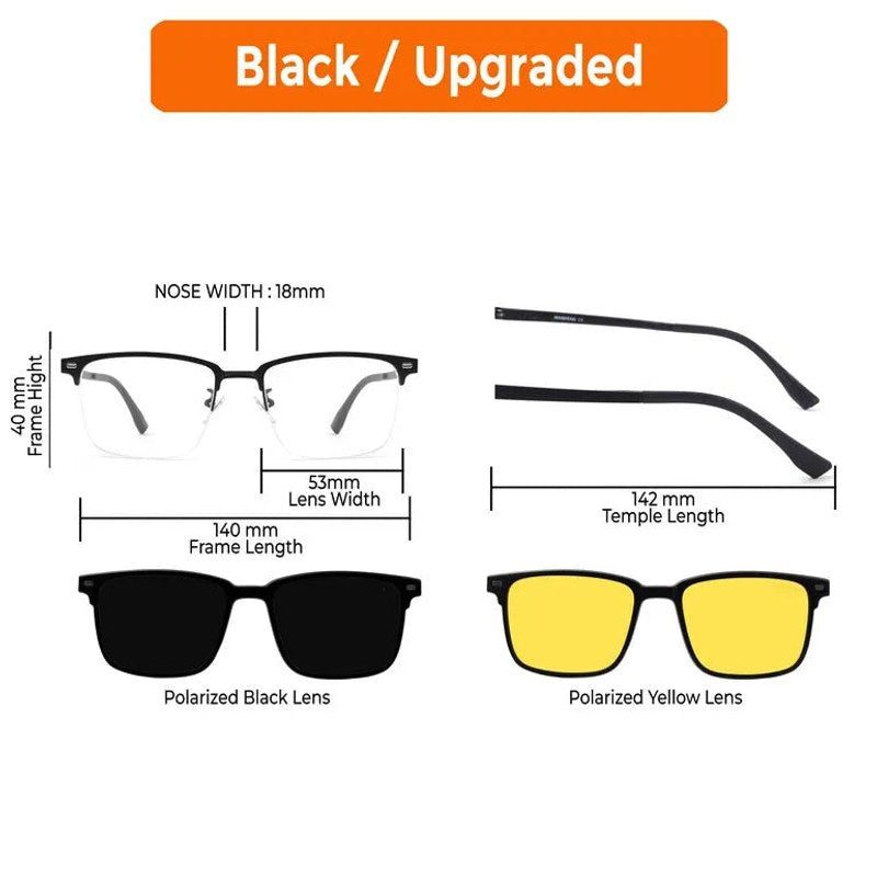Mirage | Black Medium Half Rim Square Clip-on for Men & Women [Clip-on]