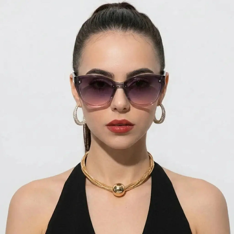 Miron | Gradient Grey - Pink Large Full Rim Cateye Sunglasses for Women [UV-protected]