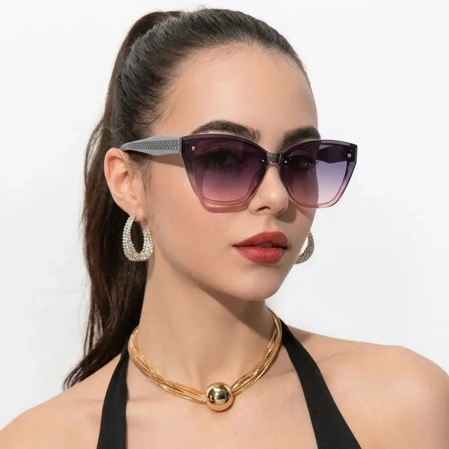Miron | Gradient Grey - Pink Large Full Rim Cateye Sunglasses for Women [UV-protected]