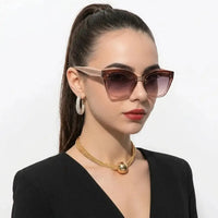 Miron | Transparent Gradient Brown Large Full Rim Cateye Sunglasses for Women [UV-protected]