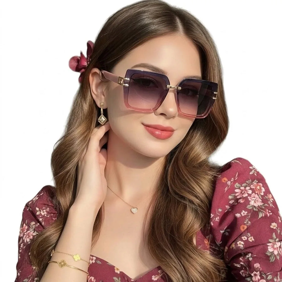 Valoria | Pink Large Full Rim Square Sunglasses for Women [UV-protected]