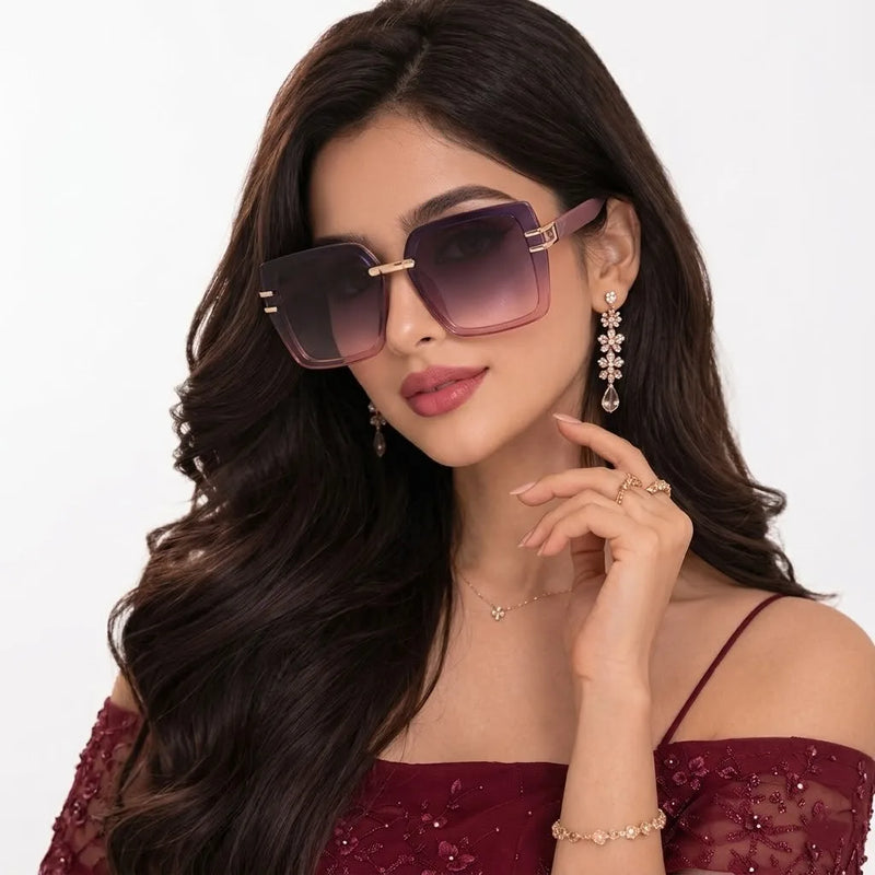 Valoria | Pink Large Full Rim Square Sunglasses for Women [UV-protected]